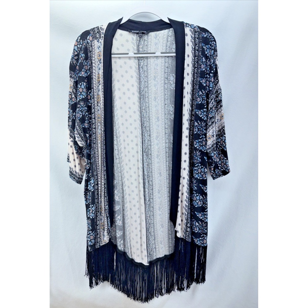 Sweet Rain Tasseled Floral Cardigan
